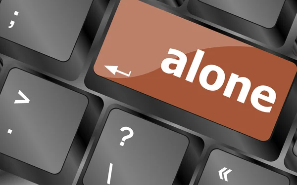 Alone words concept with key on keyboard — Stock Photo, Image