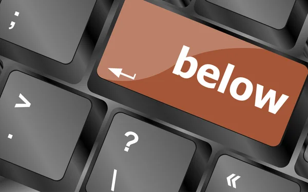 Below word on keyboard key, notebook computer button — Stock Photo, Image