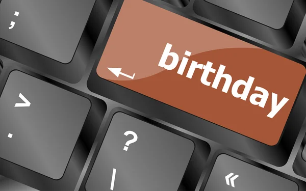 Call some party fun with the computer button birthday — Stock Photo, Image