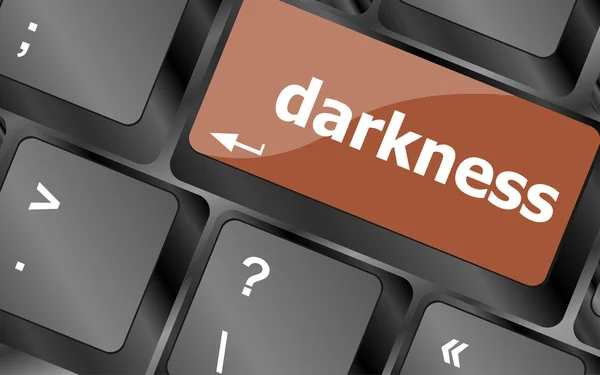 Darkness word on keyboard key, notebook computer button — Stock Photo, Image