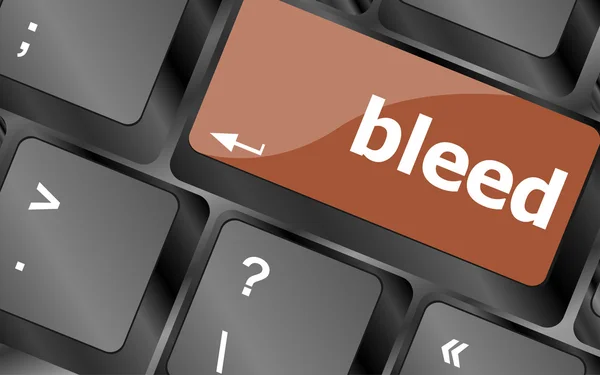 Bleed word on keyboard key, notebook computer button — Stock Photo, Image