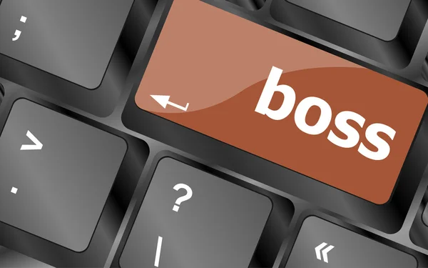 Boss word on keyboard key, notebook computer button — Stock Photo, Image