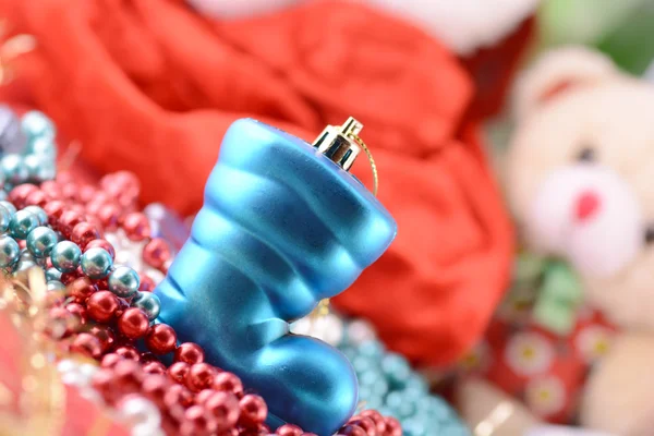 Blue christmas boot med gåvor, nyår semester — Stockfoto