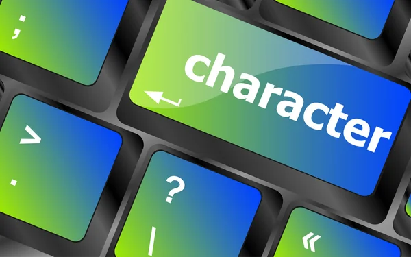 Character word on keyboard key, notebook computer button — Stock Photo, Image