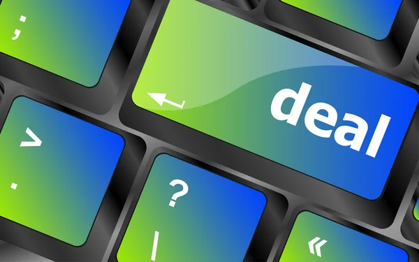 Deal button on keyboard with soft focus — Stock Photo, Image