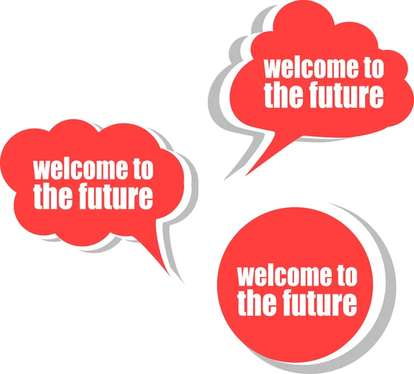 Vítejte v budoucnosti. sada samolepek, štítků, značek. obchodní nápisy, šablonu pro infografika — Stock fotografie
