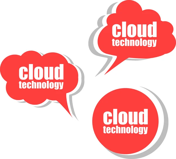 Tecnologia cloud. Set di adesivi, etichette, etichette. Banner aziendali, Modello per infografica — Foto Stock