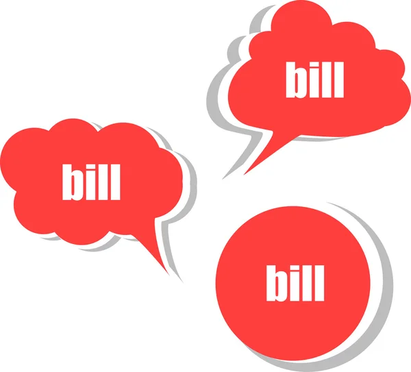 Bill woord over moderne banner ontwerpsjabloon. aantal stickers, etiketten, tags wolken — Stockfoto
