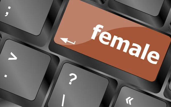 Palabra femenina en la tecla del teclado, botón del ordenador portátil — Foto de Stock