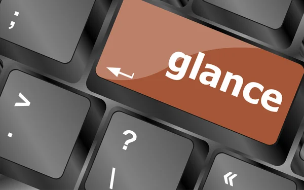 Glance word on keyboard key, notebook computer button — Stock Photo, Image
