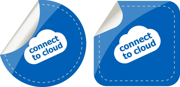 Stickers label set business tag met verbinding met cloud woord — Stockfoto