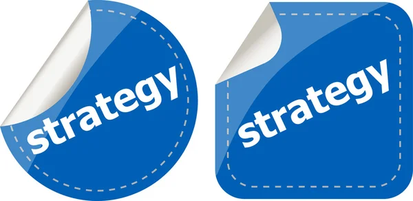 Strategiewoord op stickers button set, label — Stockfoto