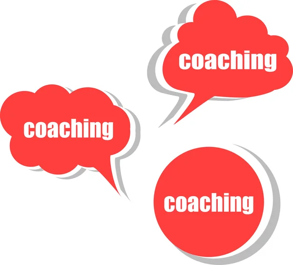 Parola di coaching sul modello di design moderno banner. set di adesivi, etichette, tag, nuvole — Foto Stock