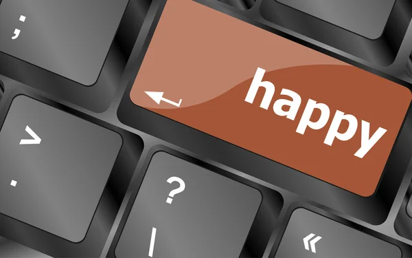 电脑键盘键上的快乐词 — 图库照片