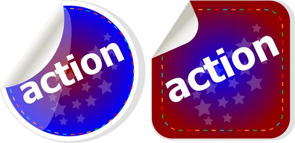 Action stickers set, icon button isolated on white — Stock Photo, Image