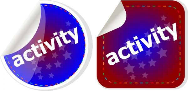 Conjunto de pegatinas de actividad, botón icono aislado en blanco —  Fotos de Stock