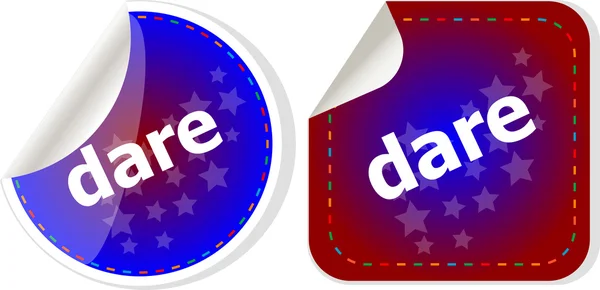 Dare word stickers web button set, label, icon — Stock Photo, Image