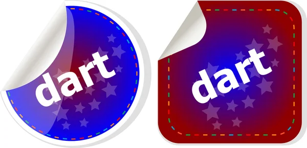 Dart woord stickers web button set, label, icoon — Stockfoto