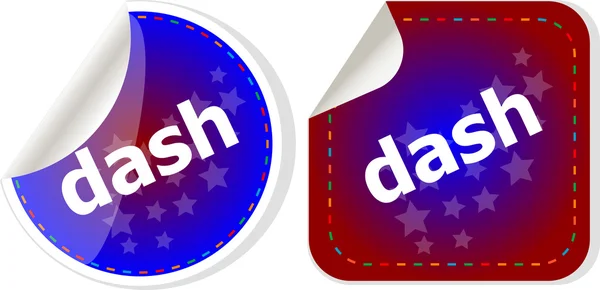 Dash word stickers web button set, label, icoon — Stockfoto