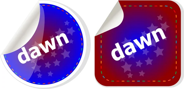 Dageraad woord stickers web button set, label, icoon — Stockfoto