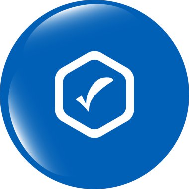 İşaretli işaretli parlak web düğmesi, beyaz üzerine izole edilmiş simge