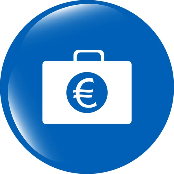 Euro zaak knop, financiële pictogram geïsoleerd op witte achtergrond — Stockfoto