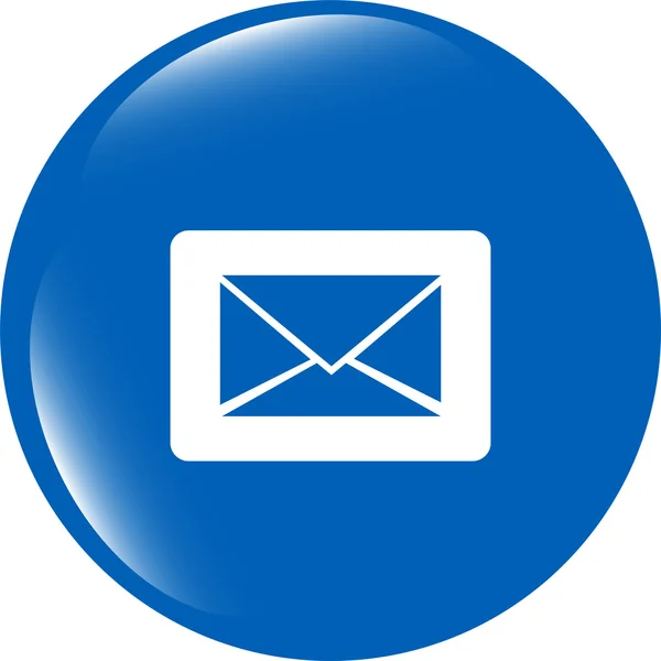Icono de correo electrónico en botón redondo brillante aislado sobre fondo blanco —  Fotos de Stock