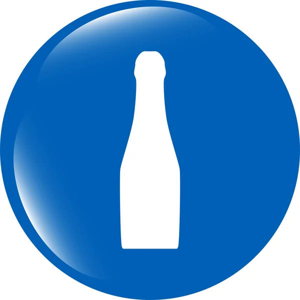 酒瓶-图标光泽按钮隔离 — 图库照片