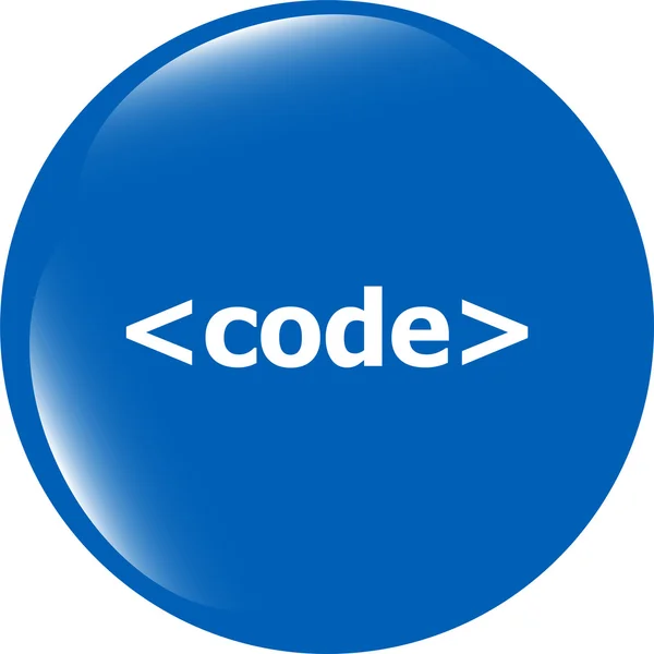 Icono de signo de código. Símbolo de lenguaje de programación. Botones de círculos — Foto de Stock