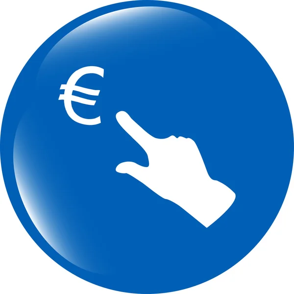 Munt uitwisseling pictogrammen, eurosymbool geld en mensen hand — Stockfoto