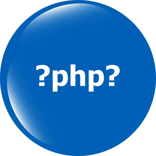 PHP符号图标。编程语言符号。圆形按钮 — 图库照片