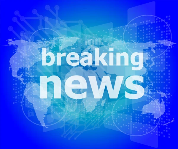 News and press concept: words breaking news on digital screen — Stock Photo, Image