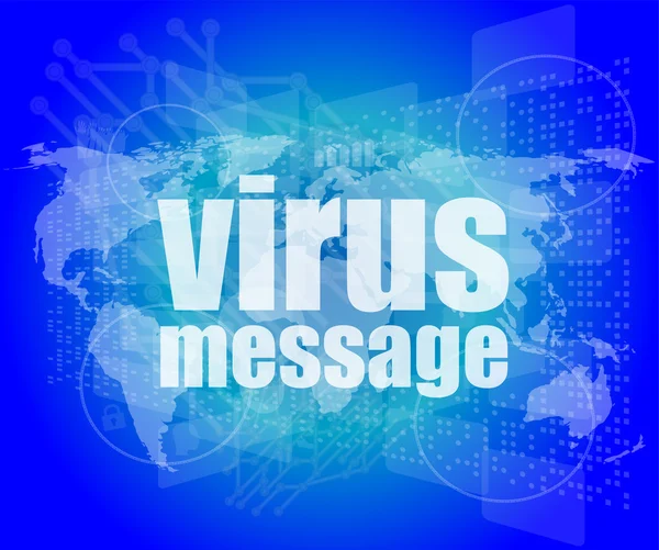 Concept internet : mots virus message sur écran numérique — Photo