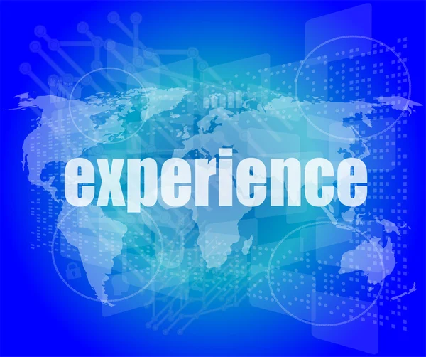 Conceito de negócio: experiência palavras na tela digital — Fotografia de Stock