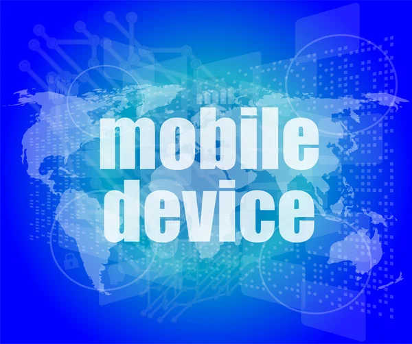 Word mobile devices on digital screen 3d — Stock Photo, Image