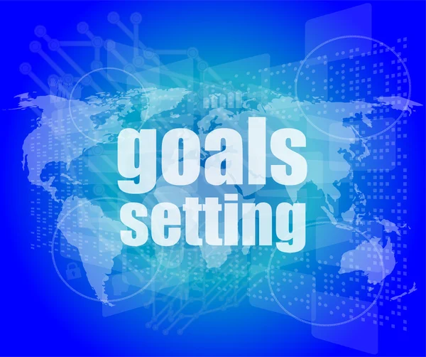 Goal setting concept - business touching screen — Stock Photo, Image