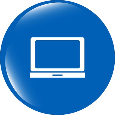 Parlak web yuvarlak düğmesinde dizüstü simgesi