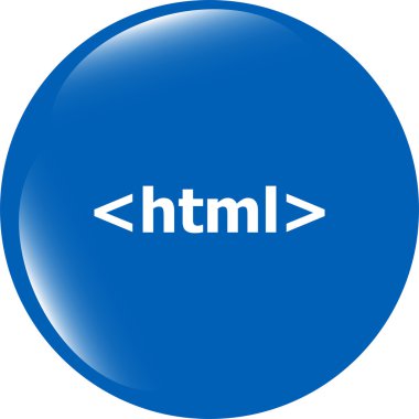 html 5 işaret simgesi. Dil sembolü programlanıyor. Çember düğmeleri
