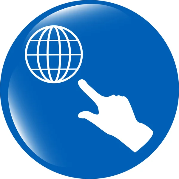 Internet-Zeichen-Symbol mit Menschen Hand. Symbol für das World Wide Web. Kreis-Tasten — Stockfoto