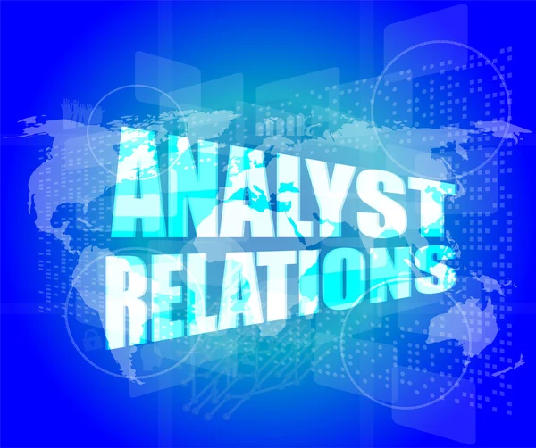 Relações analistas palavras na tela digital — Fotografia de Stock