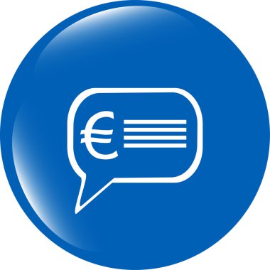 Avro eur işaretli web simgesi bulutu, beyaz üzerine izole edilmiş web düğmesi