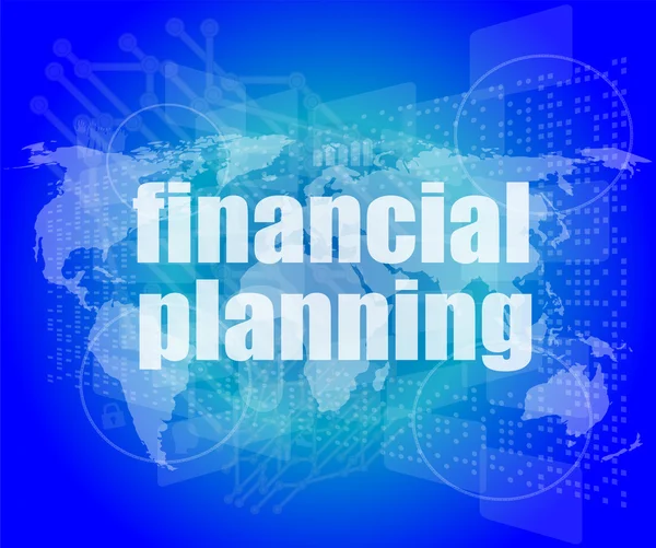 Business concept: words financial planning on digital screen — Stock Photo, Image