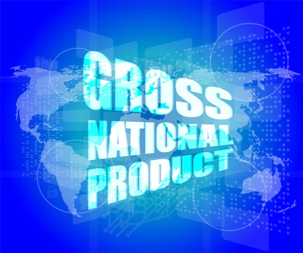 Palabra del producto nacional bruto en la pantalla táctil digital —  Fotos de Stock