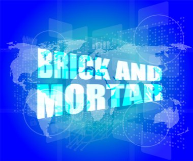 Yönetim kavramı: dijital ekranda tuğla ve harç kelimeleri