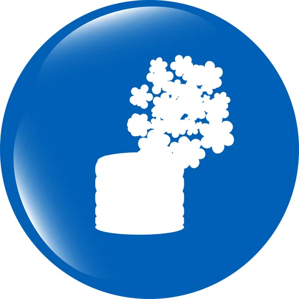 Flores en el icono del pote, botón de aplicación web aislado en blanco — Foto de Stock
