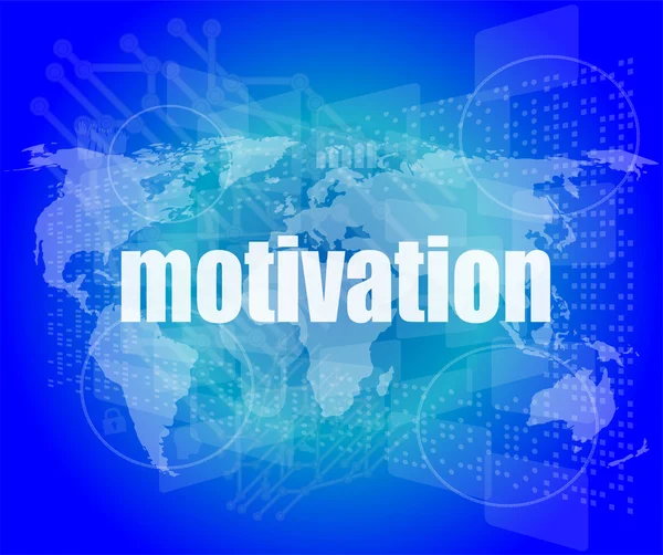 Dijital ekranda kelimeler motivasyon kavramı, iş ve iş — Stok fotoğraf
