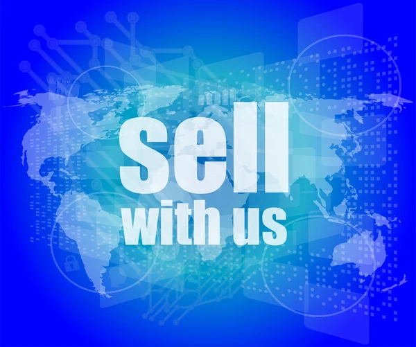 Sell with us word on digital screen — Stock Photo, Image