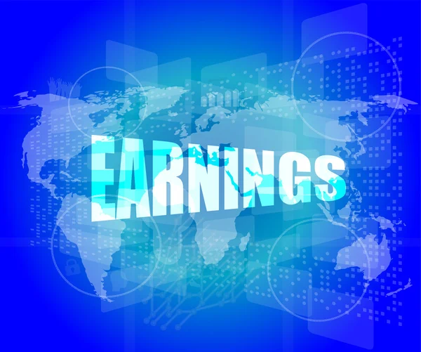 Earnings words on touch screen interface — Stock Photo, Image