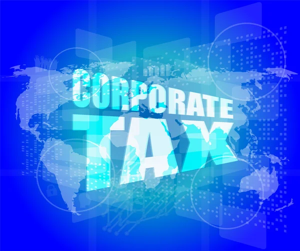 Palabra del impuesto de sociedades en la pantalla digital del negocio —  Fotos de Stock