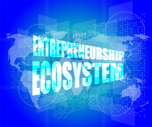 Предпринимательство экосистемное слово на бизнес-цифровой сенсорный экран — стоковое фото